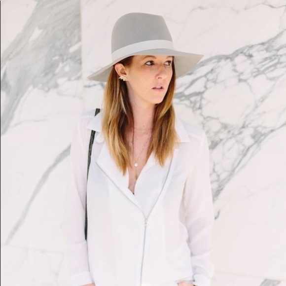 Janessa Leone Henningsen Wool Wide Brim Hat in Silver Sand Gray size Medium main image 9
